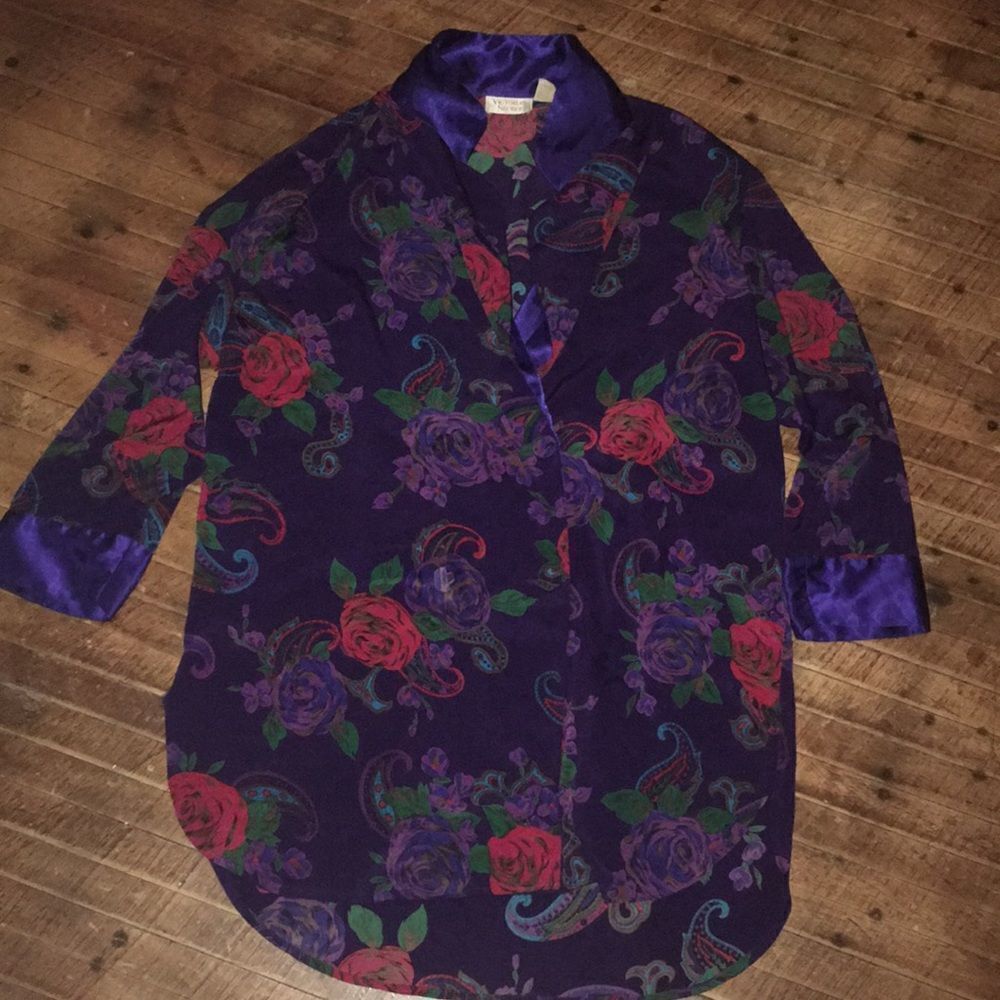 Vintage Victoria Secret Rose silky night shirt